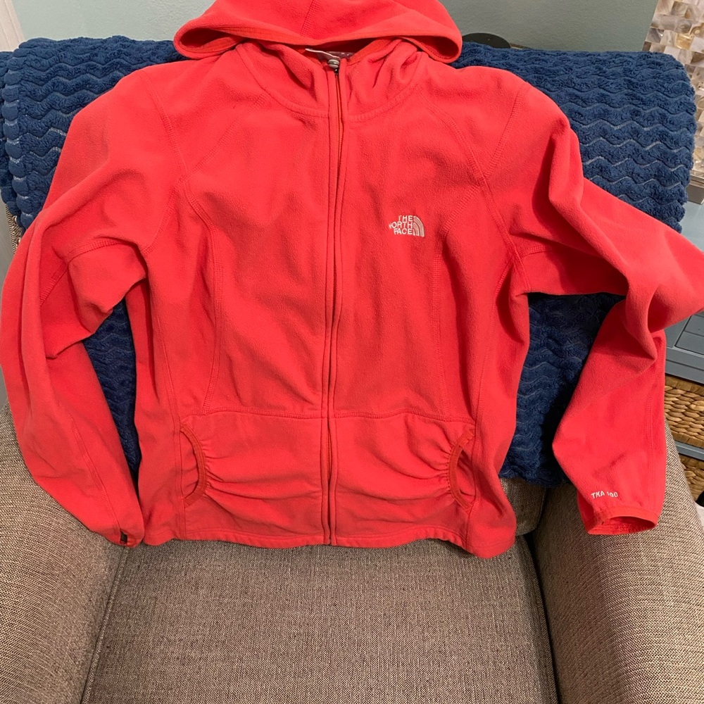 The North Face Ladies Size Large Vibrant CORAL Not Orange Full-Zip Hoodie